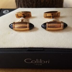Colibri Rose Gold and Black Agate Cufflinks Classic.